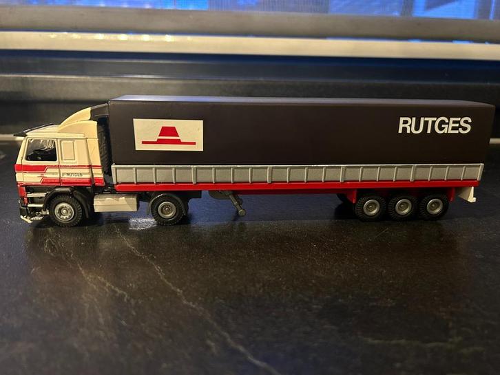 TEkno, Scania 142 Rutges met 3 asser huif (staal), Hobby en Vrije tijd, Modelauto's | 1:50, Zo goed als nieuw, Bus of Vrachtwagen