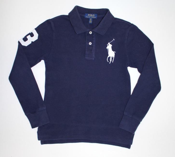 Ralph Lauren rugby polo navy bigpony wit maat 140, Kinderen en Baby's, Kinderkleding | Maat 140, Zo goed als nieuw, Jongen, Trui of Vest