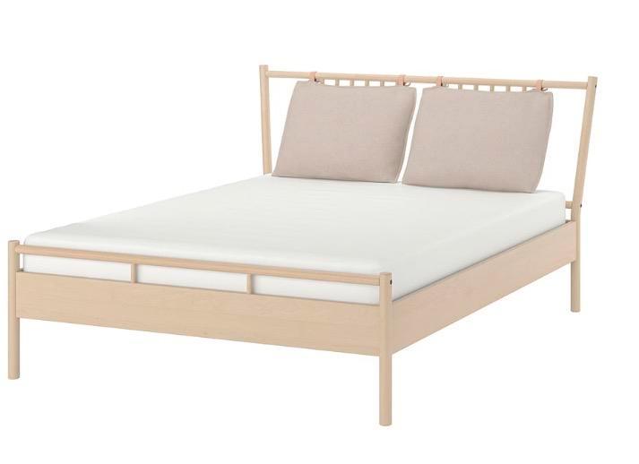 Berken Ikea bed BJÖRKSNÄS 140x200m te koop met Latex matras, Huis en Inrichting, Slaapkamer | Bedden, Gebruikt, Tweepersoons, 140 cm