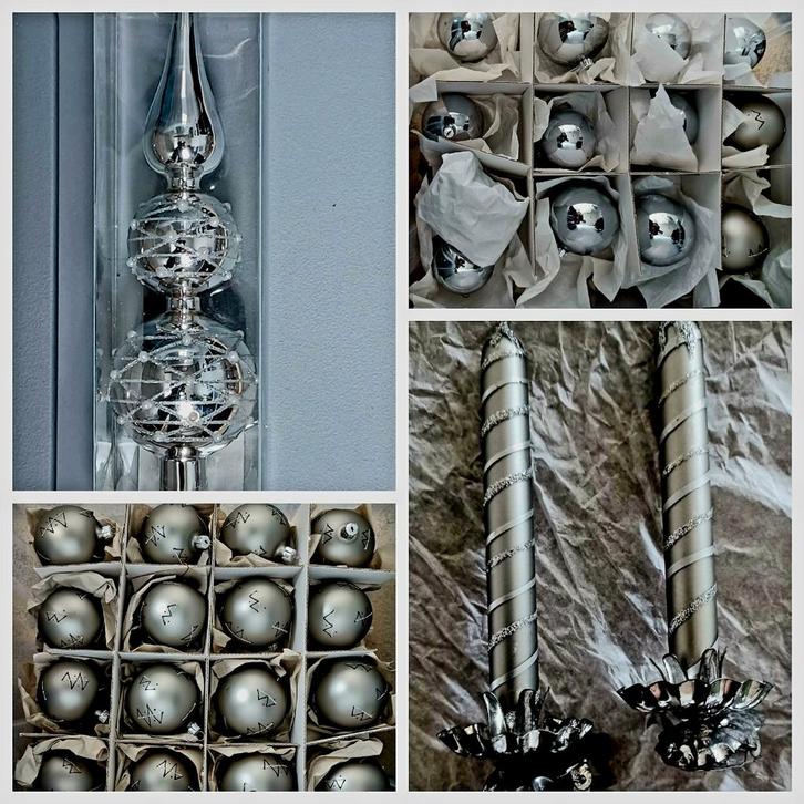 Kerstballen, piek,  vintage kaarsjes op clip. Glas., Diversen, Kerst, Ophalen