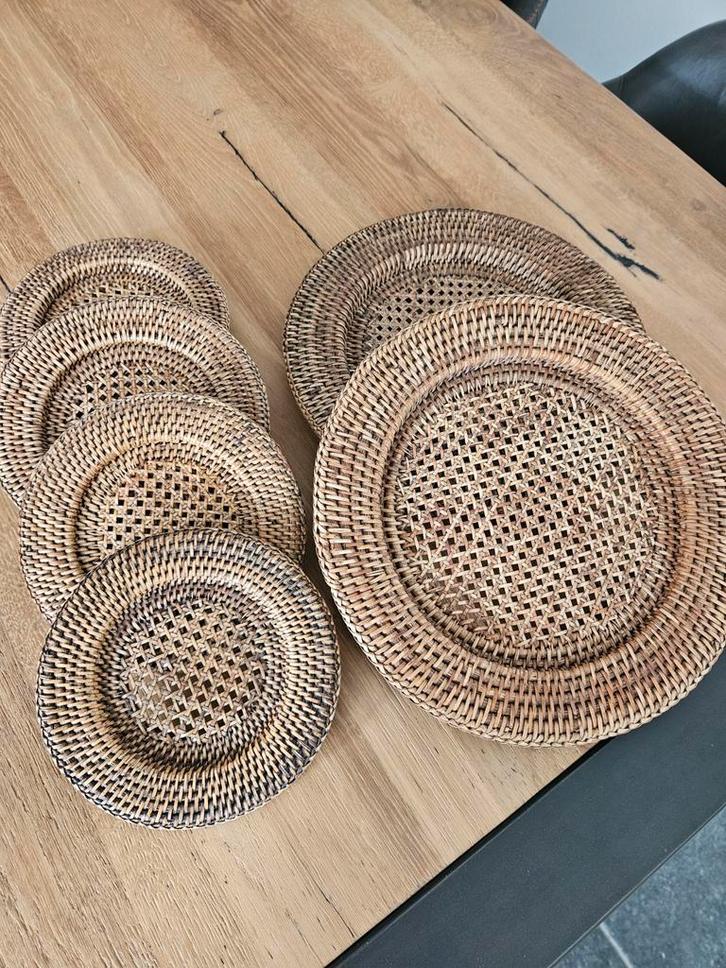 Rieten onderborden Birma, groot en klein, Huis en Inrichting, Woonaccessoires | Onderzetters, Zo goed als nieuw, Bord, Ophalen of Verzenden
