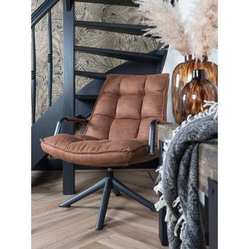 Draai fauteuil Dana met armleuning, cognac microvezel. beschikbaar voor biedingen