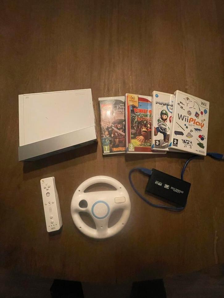 Nintendo Wii Compleet + 30 Games HDD + Stuur, Spelcomputers en Games, Spelcomputers | Nintendo Consoles | Accessoires, Gebruikt