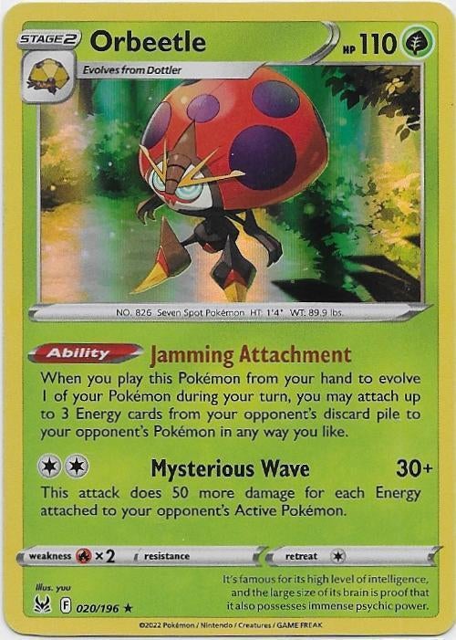Lost Origin,  Orbeetle [holo] 20/196, Hobby en Vrije tijd, Verzamelkaartspellen | Pokémon, Nieuw, Losse kaart, Verzenden