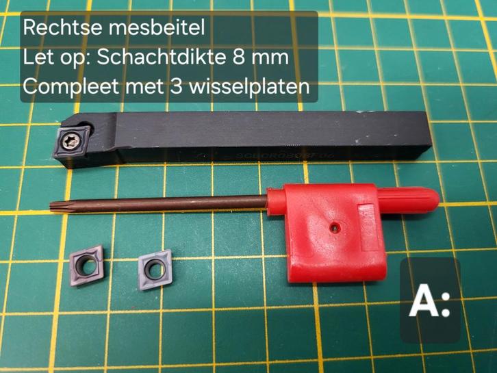 Draaibeitel met 3 wisselplaten, Doe-het-zelf en Verbouw, Draaibanken, Metaaldraaibank, Ophalen of Verzenden
