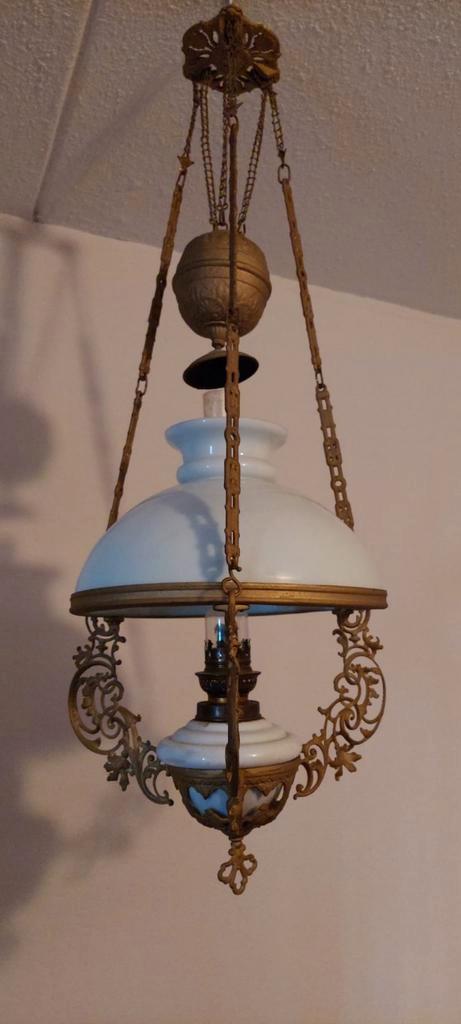 Antieke Hangolielamp, Antiek en Kunst, Antiek | Lampen, Ophalen of Verzenden