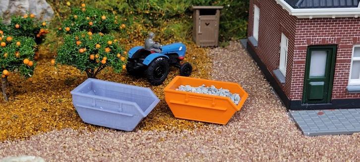 3D Geprinte H0 bouwafvalcontainer (01), Hobby en Vrije tijd, Modeltreinen | H0, Nieuw, Brug, Tunnel of Gebouw, Gelijkstroom of Wisselstroom