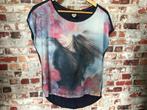 Catwalk junkie xs 34 36 roze bloemen blauw t-shirt top, Blauw, Ophalen of Verzenden, Zo goed als nieuw, Catwalk Junkie