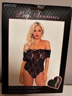 Leg Avenue zwarte kanten off shoulder body open kruis s/m, Leg Avenue, Verzenden, Zwart, Body of Korset