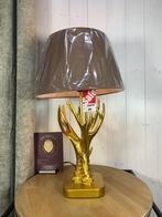 Gewei Tafel-Bureau lamp met Goudkleurig Bruin lampen kap, Ophalen of Verzenden, Zo goed als nieuw, Minder dan 50 cm
