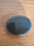 Zilveren broche met onyx., Overige materialen, Ophalen of Verzenden, Zo goed als nieuw, X