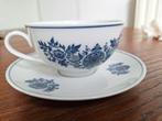 Vintage Theekop en Schotel Blauw Douwe egberts Bloemmotief, Antiek en Kunst, Ophalen of Verzenden