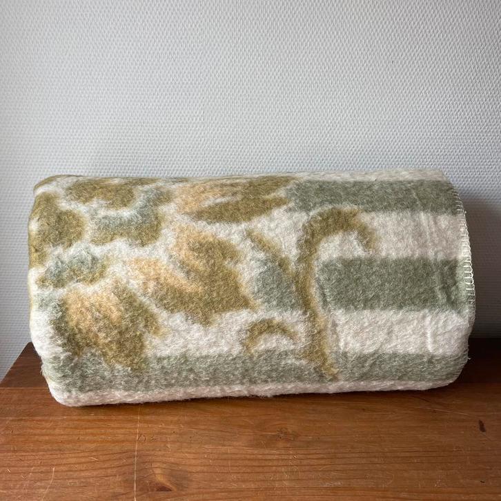 Groot Vintage Wollen Deken, Woondeken, Vroom en Dreesman Wol, Huis en Inrichting, Woonaccessoires | Plaids en Woondekens, Gebruikt