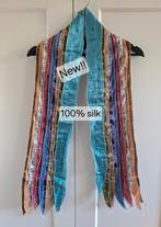 Nieuwe kleurrijke patchwork stroken sjaal 100% zijde, Silk Route, Ophalen of Verzenden, Nieuw, Sjaal