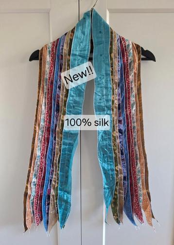 Nieuwe kleurrijke patchwork stroken sjaal 100% zijde beschikbaar voor biedingen