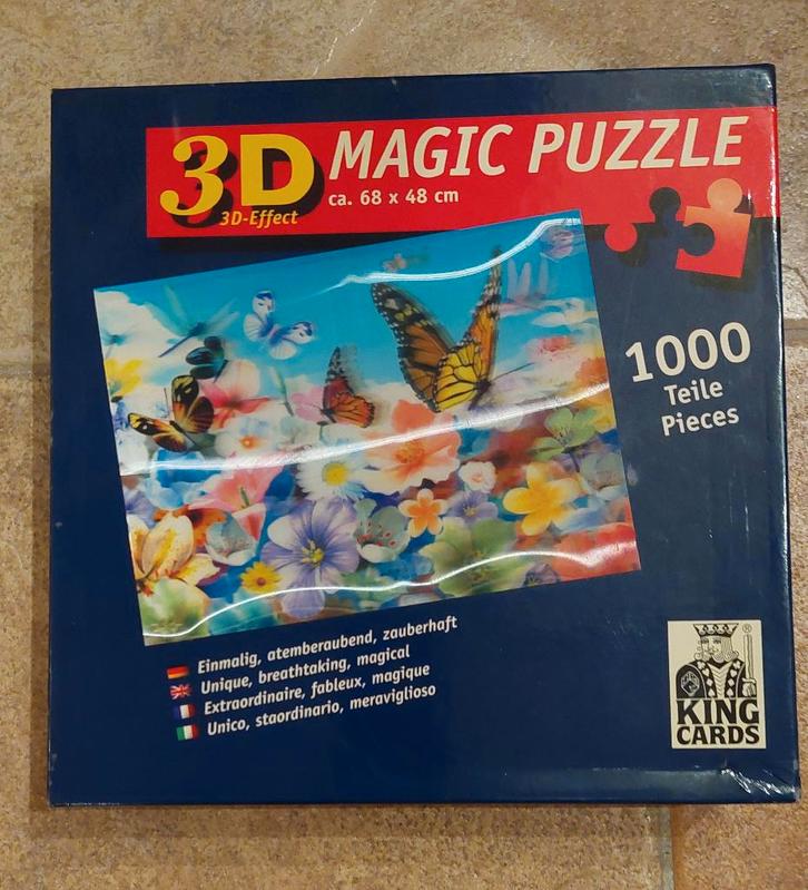 legpuzzel met Vlinders, 3D effect, 1000 stukjes, Hobby en Vrije tijd, Denksport en Puzzels, Zo goed als nieuw, Legpuzzel, 500 t/m 1500 stukjes