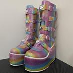 Hoge regenboog glitter platform dames laarzen met gespen, Kleding | Dames, Schoenen, Verzenden, Nieuw, Hoge laarzen