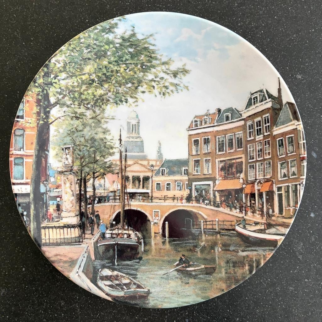 Mosa Wandbord Grachten van Holland Langs Leidse Nieuwe Rijn, Ophalen of Verzenden