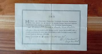 Relikwie Document 1927 van Heilige Ignatius van Loyola  beschikbaar voor biedingen