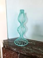 Retro turquoise draadkandelaar, 25 tot 50 cm, Ophalen of Verzenden, Zo goed als nieuw, Metaal