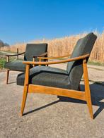 Set 2 vintage fauteuils 1950s 1960s, Ophalen, Hout, Minder dan 75 cm, Zo goed als nieuw