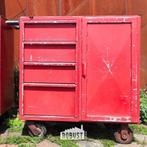 Rode industriële trolley | Mobiele Barkast Opberger, Huis en Inrichting, Kasten | Dressoirs, Gebruikt, 100 tot 150 cm, Ophalen of Verzenden