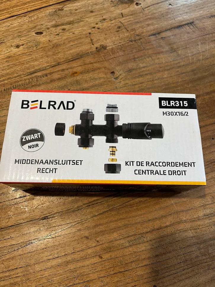 Thermostatische Radiatorkraan Middenaansluitset Zwart, Doe-het-zelf en Verbouw, Verwarming en Radiatoren, Nieuw, Thermostaat, Ophalen of Verzenden