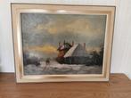 Antiek schilderij met lijst, Antiek en Kunst, Ophalen of Verzenden