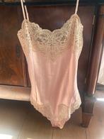 Vintage body satijn-look rose mt L/XL met mooi kant, Kleding | Dames, Verzenden, Roze, Body of Korset