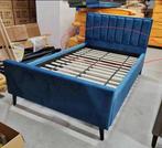 Nieuw in doos Blauw Velvet Bed 120x200cm + Lattenbodem, Ophalen, Eenpersoons, Blauw, Nieuw