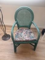 Vintage Rotan Stoel Groen, Huis en Inrichting, Stoelen, Ophalen, Gebruikt, Overige kleuren, Riet of Rotan