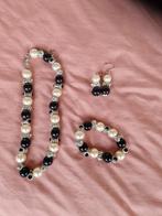 Zwart-wit sieradenset met strass, Overige materialen, Zwart, Ophalen of Verzenden, Zo goed als nieuw