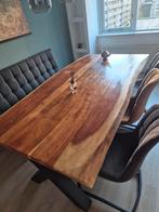 Eettafel set met 3 stoelen en stoffen eetbank, Ophalen, Gebruikt, Modern, Minder dan 4 stoelen