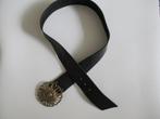 Vintage leren riem met metalen gesp  zwart, 100 cm of meer, Ophalen of Verzenden, Zo goed als nieuw, Echt leder
