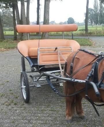 Unieke geveerde menwagen voor pony, Dieren en Toebehoren, Rijtuigen en Koetsen, Zo goed als nieuw, Sulky, Pony
