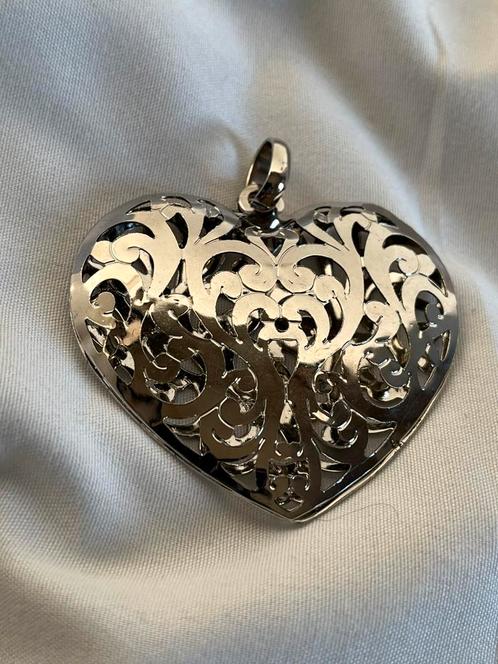 Hart van Filigraan zilverkleurig, Sieraden, Tassen en Uiterlijk, Kettinghangers, Zo goed als nieuw, Overige materialen, Zilver