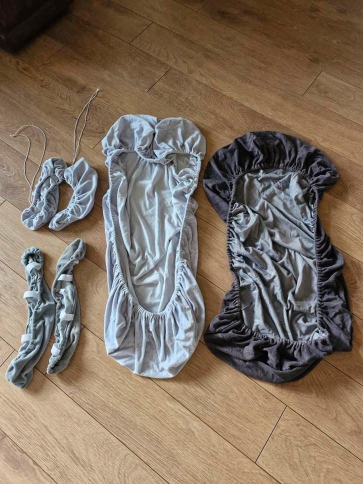 Stoelhoezen + armleuninghoezen grijs/lila, Huis en Inrichting, Stoelen, Gebruikt, Ophalen of Verzenden