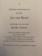 van Bavel x Antens 1920 Baarle-Nassau 2004 Ravels Poppel (B), Ophalen of Verzenden, Bidprentje