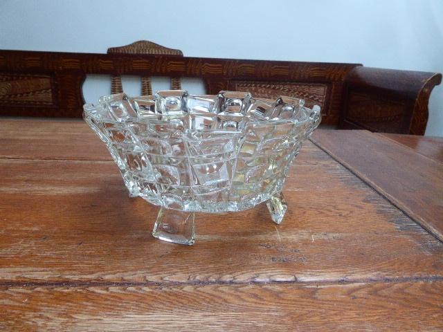 Persglazen art deco schaal, Feigl & Morawetz, Libochovice, Antiek en Kunst, Antiek | Glas en Kristal, Ophalen of Verzenden