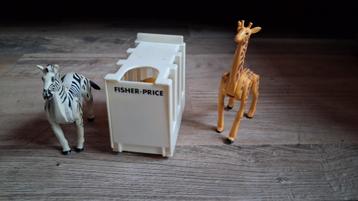 Oude vintage fisher price wilde dieren leeuw zebra giraffe beschikbaar voor biedingen