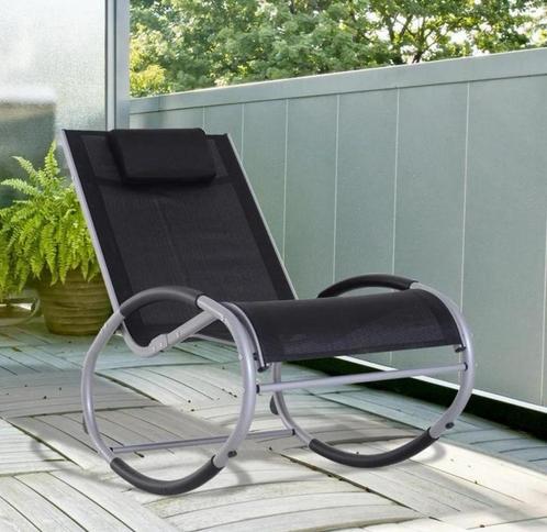 schommelstoel met hoofdkussen aluminium tot 120 kg NIEUW, Tuin en Terras, Tuinstoelen, Nieuw, Aluminium, Ophalen of Verzenden