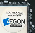 Sticker: Aegon Verzekeringen - Ago en Ennia samen (Rond), Ophalen of Verzenden, Zo goed als nieuw, Bedrijf of Vereniging