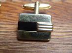 Vintage goudkleurige manchetknopen met zwart, Ophalen of Verzenden, Dames