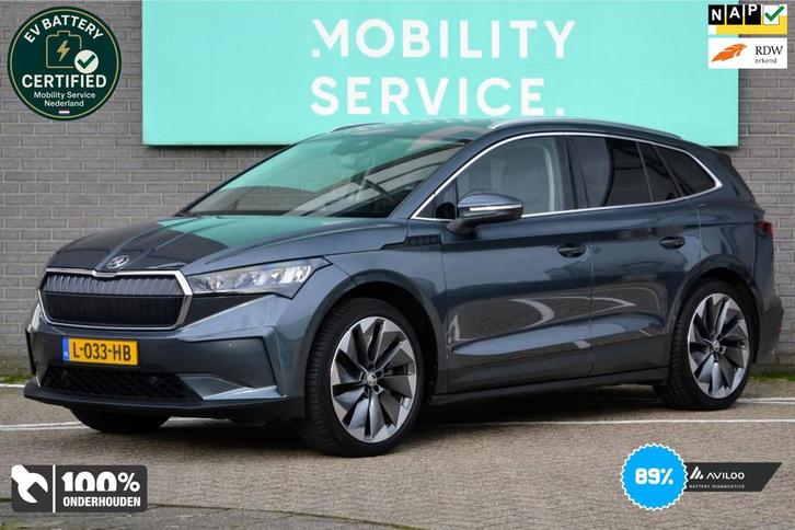 Skoda Enyaq iV 80 SOH89% Leder Trekhaak CarPlay LED Comfprt, Auto's, Skoda, Bedrijf, Te koop, Enyaq, ABS, Achteruitrijcamera, Adaptive Cruise Control