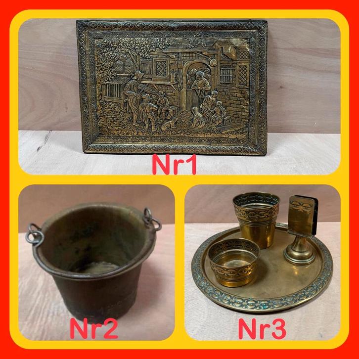 129 Antiek Latoen koperen plaat / lijm Pot /Koperen Rookstel, Antiek en Kunst, Antiek | Koper en Brons, Ophalen of Verzenden