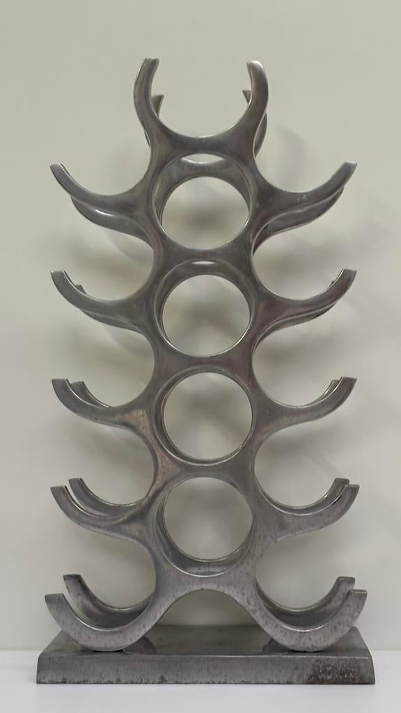 Michael Noll design zilver wijnrek aluminium 15 wijnflessen, Ophalen, ., 15 tot 25 flessen, Zo goed als nieuw