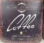 Coffee fresh and strong XL reclamebord van metaal wandbord