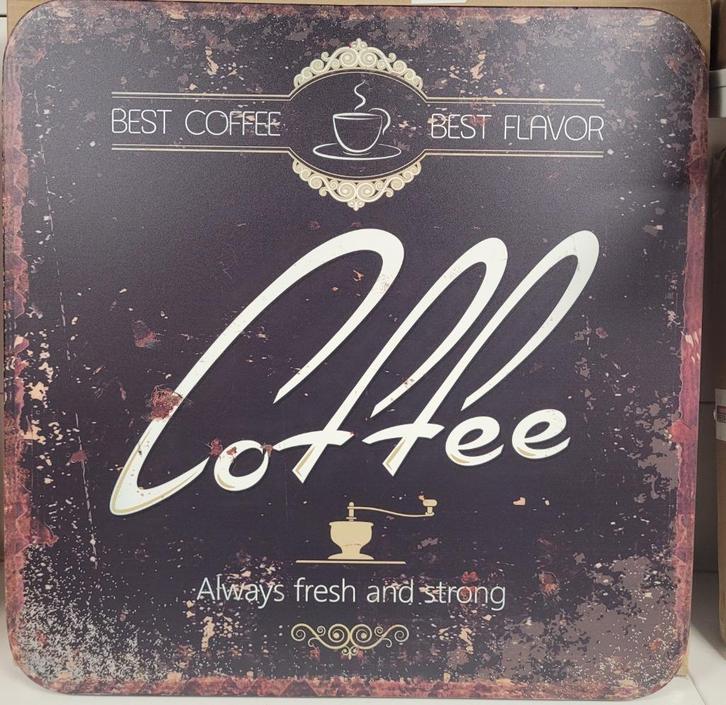 Coffee fresh and strong XL reclamebord van metaal wandbord, Huis en Inrichting, Woonaccessoires | Wanddecoraties, Nieuw, Ophalen of Verzenden