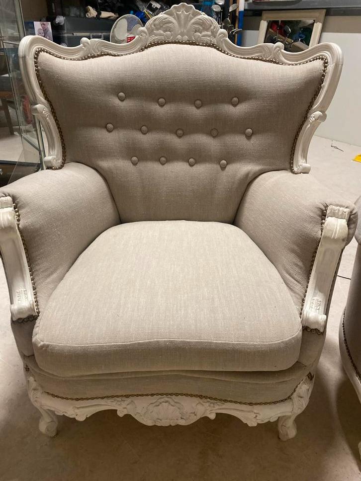 2 Charmante Brocante Fauteuil, Huis en Inrichting, Fauteuils, Gebruikt, Hout, 75 tot 100 cm, Ophalen of Verzenden