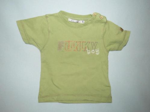 1 EURO OF GRATIS Name it groen T-shirt met print+borduur 86, Kinderen en Baby's, Babykleding | Maat 68, Zo goed als nieuw, Jongetje